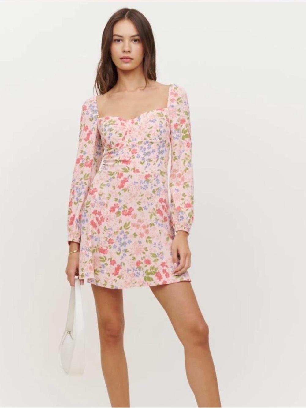 Reformation Mochi Pink Floral Mini Dress Size 6 Cottagecore Romantic Boho